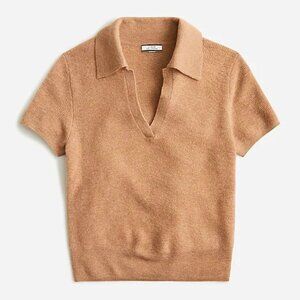 NWT J.Crew Featherweight Cashmere Collared Short-Sleeve Sweater